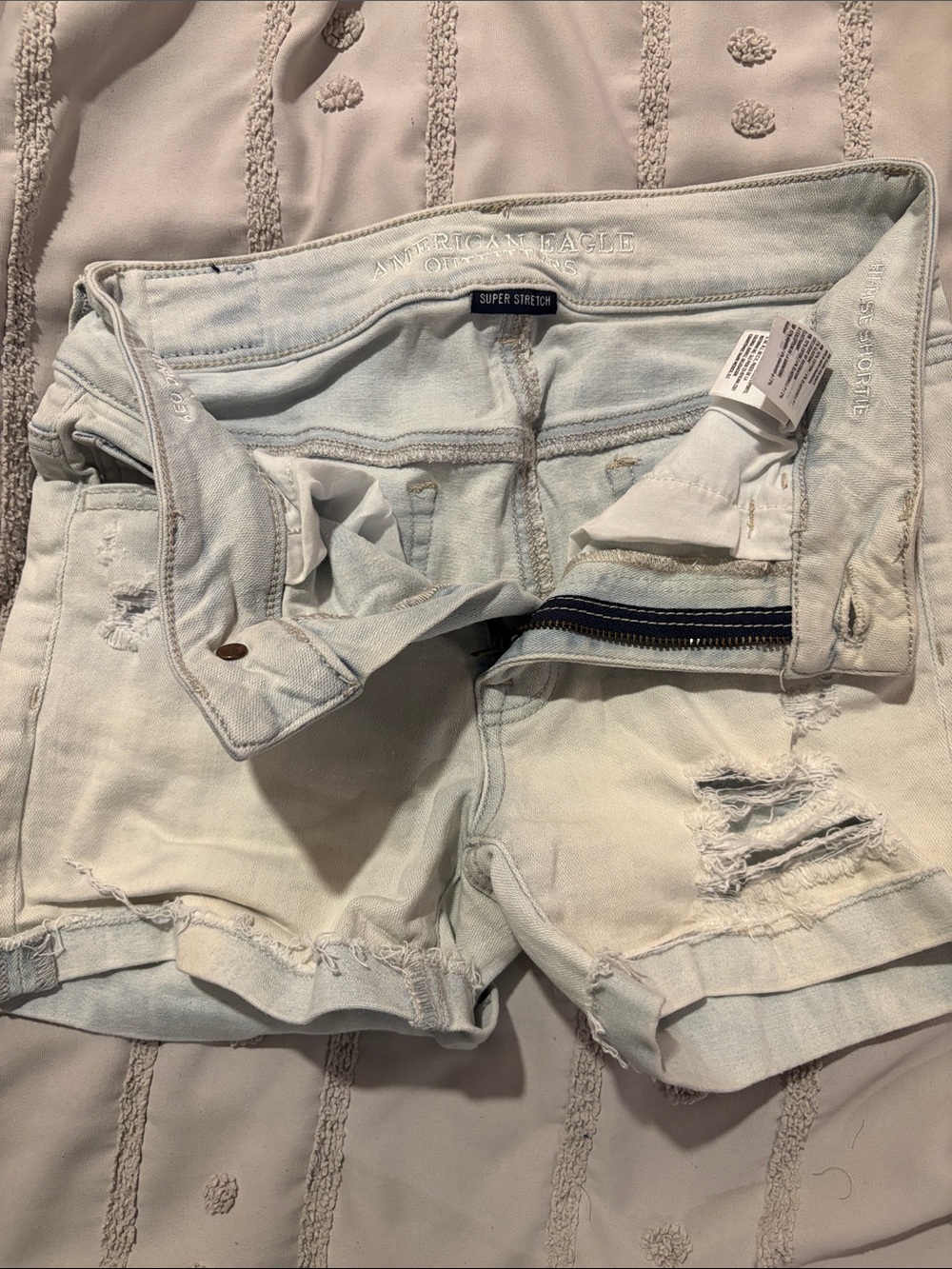 American Eagle Outfitters Light Blue Distressed Denim Shorts